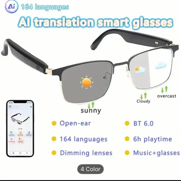 AI Translation Smart Glasses - Black